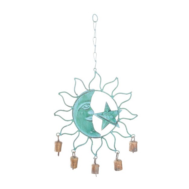 Eclectic Metal Moon And Sun Windchime Turquoise Olivia amp May