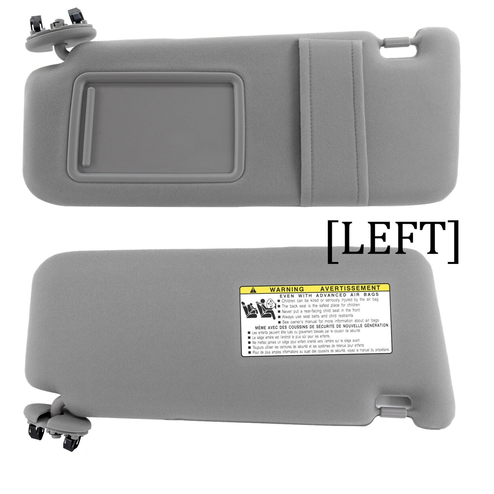 For Toyota Camry 2007-2011 Left Driver Side Sun Visor Without Sunroof Gray Clip