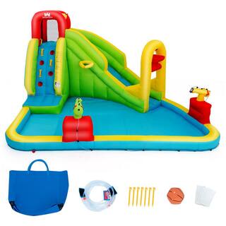 HONEY JOY Inflatable Splash Water Park Play Bounce House Bounce Slide Climbing Wall with 680-Watt Blower TOPB000245