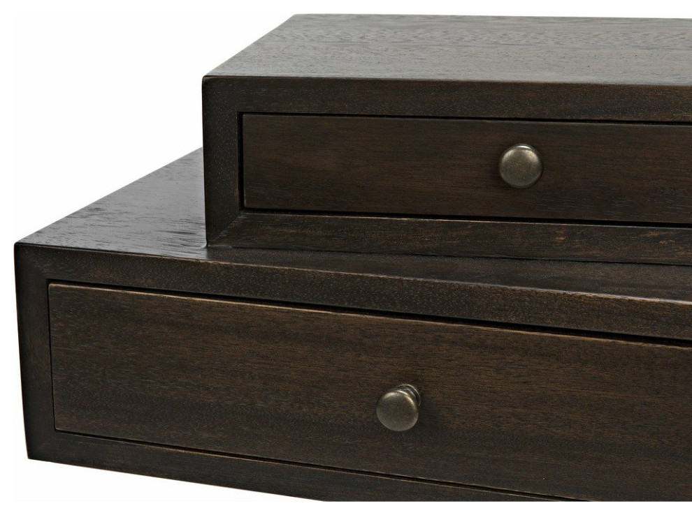 Noir Enola Eclectic 2 Drawer Side Table  Ebony Walnut  Steel Base  19 quotW   Transitional   Side Tables And End Tables   by GwG Outlet  Houzz