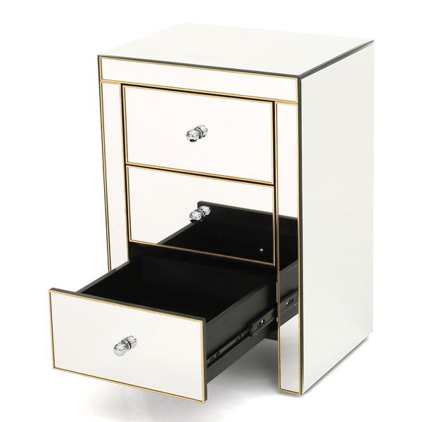 Segundo Three-Drawer Mirrored End Table by Christopher Knight Home