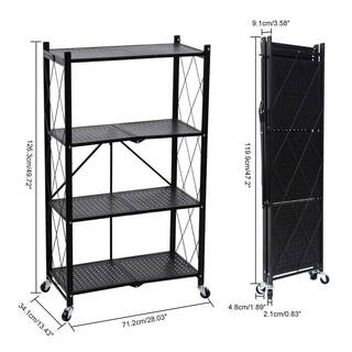 ZACHVO Black 4-Tier Boltless Welded Metal Garage Storage Shelving (28 in. W x 50 in. H x 13.43 in. D) HDB09CCMMBTKDM