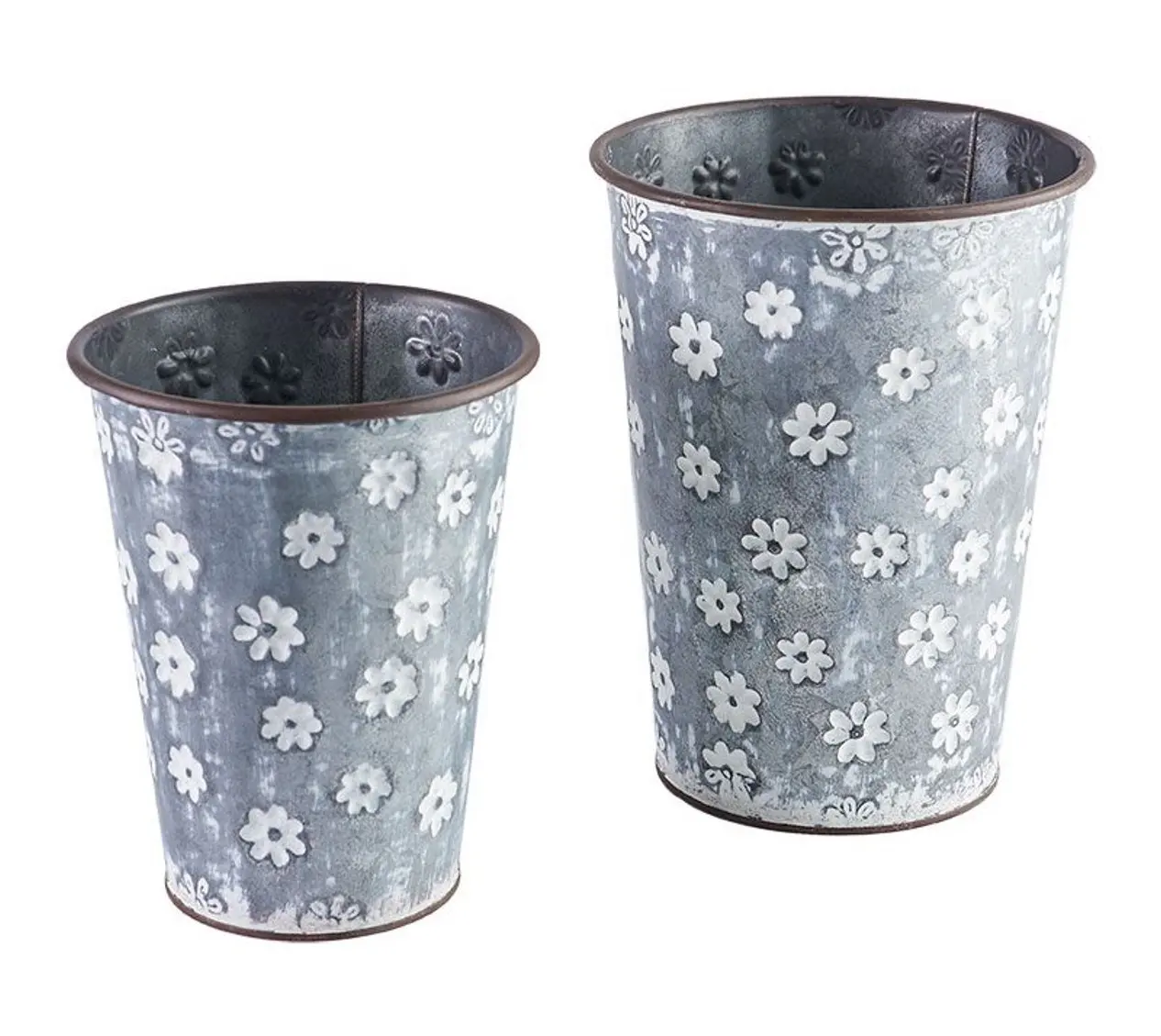 Stackable customised metal galvanised french flower bucket for home and garden decor