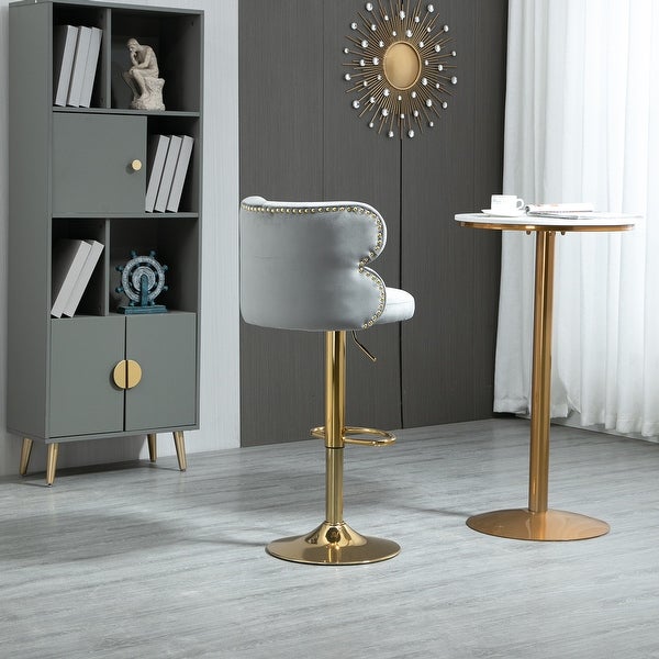 Height Adjustable Upholstered Barstools with Ergonomic-Sesigned Backrest and Footrest