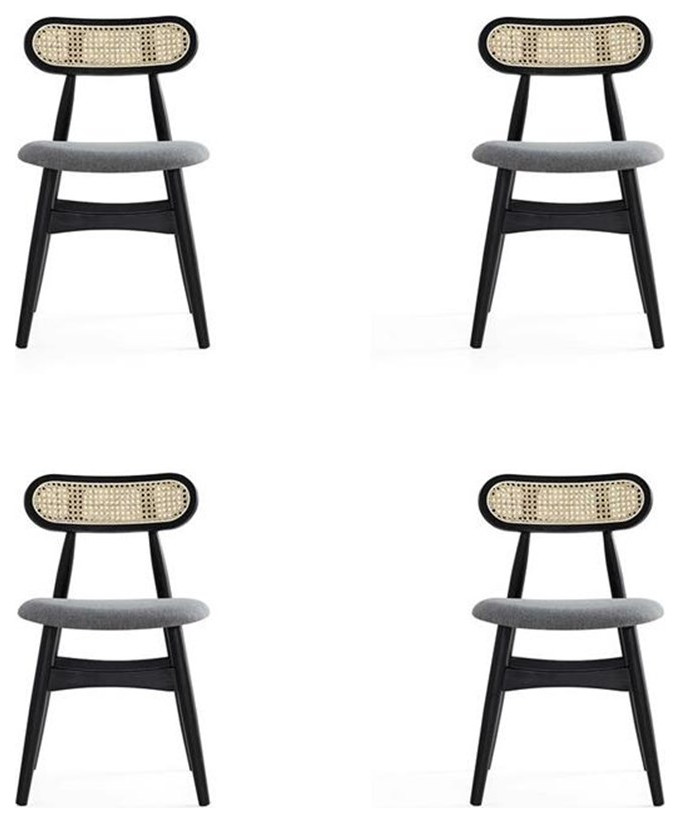 Manhattan Comfort Colbert 18.11 quotWood Dining Chair in Black/Gray (Set of 4)   Tropical   Dining Chairs   by Homesquare  Houzz