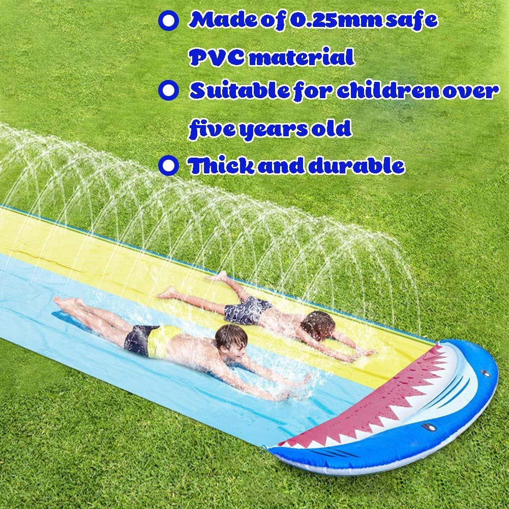 Lavinya 16ft Water Slide with 2 Bodyboards & Double Racing Lane with Build in Splash Sprinkler Toy for Kids And Adults Summer Fun Play