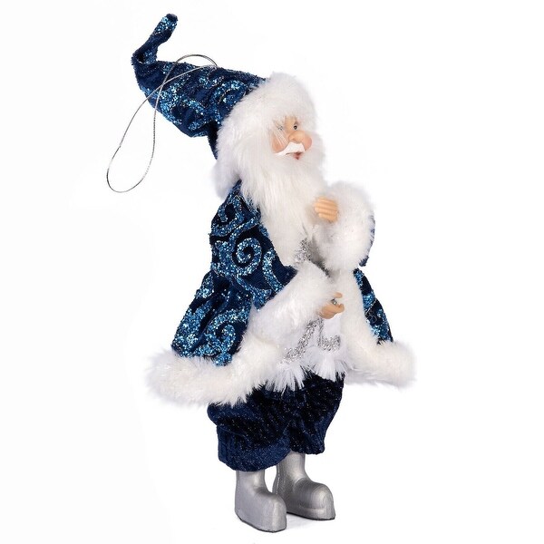 9 Blue Santa Christmas Figurine Collectible Ornament Doll