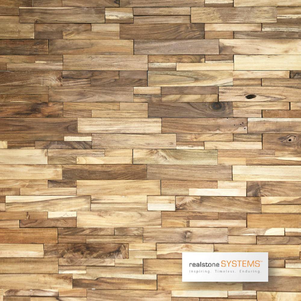 Realstone Systems Reclaimed Wood 12 in. x 24 in. x 12 in. Natural Teak Wood Wall Panel (10-PanelsBox) 188385546