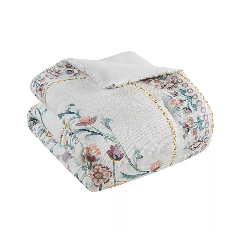 Madison Park Chloe 4-Piece Floral Comforter Set with Throw Pillow