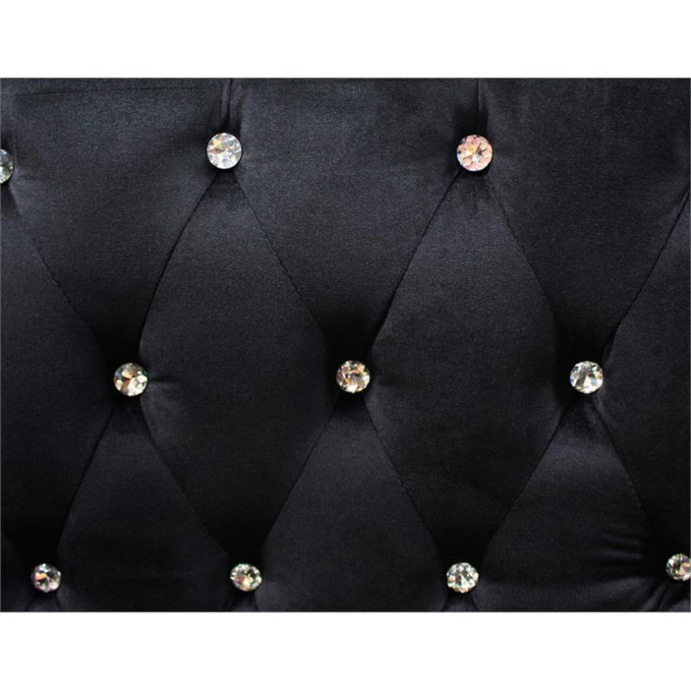 Best Master DeLuca Embellished Fabric Tufted Living Room Sofa in Black   Contemporary   Sofas   by Homesquare  Houzz