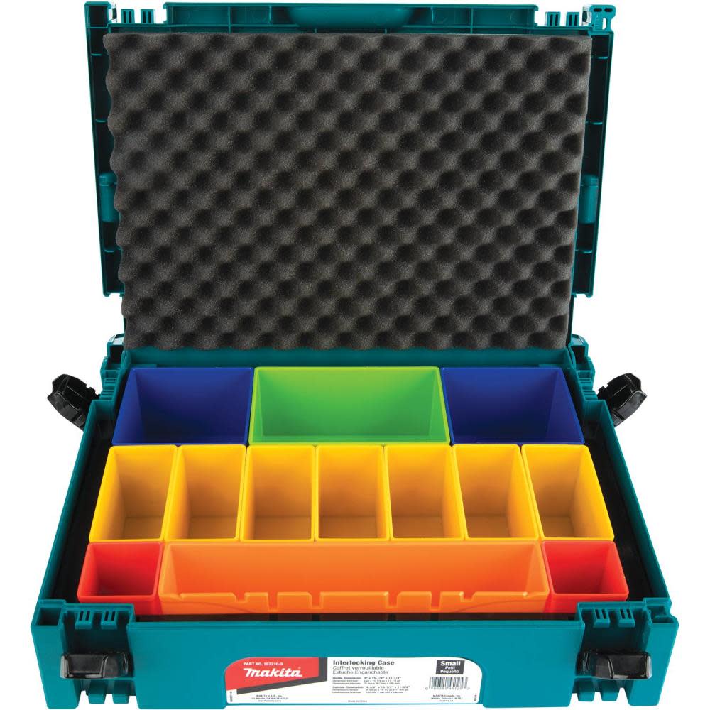 Makita MAKPAC Interlocking Case Insert Tray with Colored Compartments and Foam Lid ;