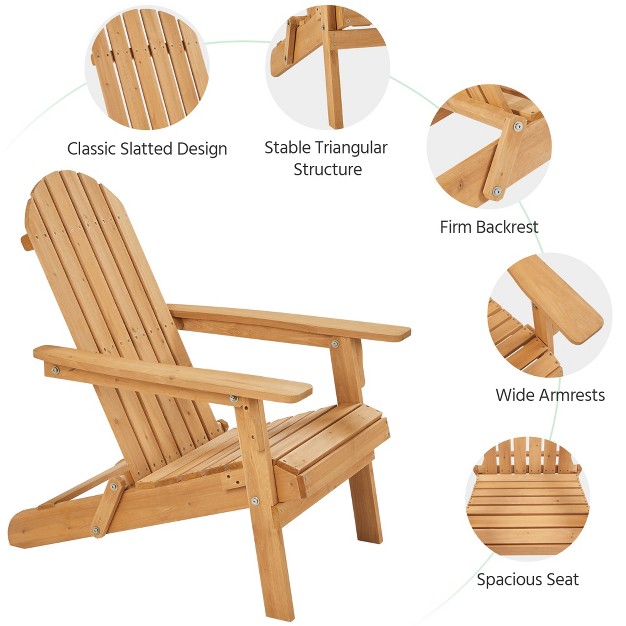 Yaheetech 2 piece Folding Adirondack Chair Solid Wood Outside Chair