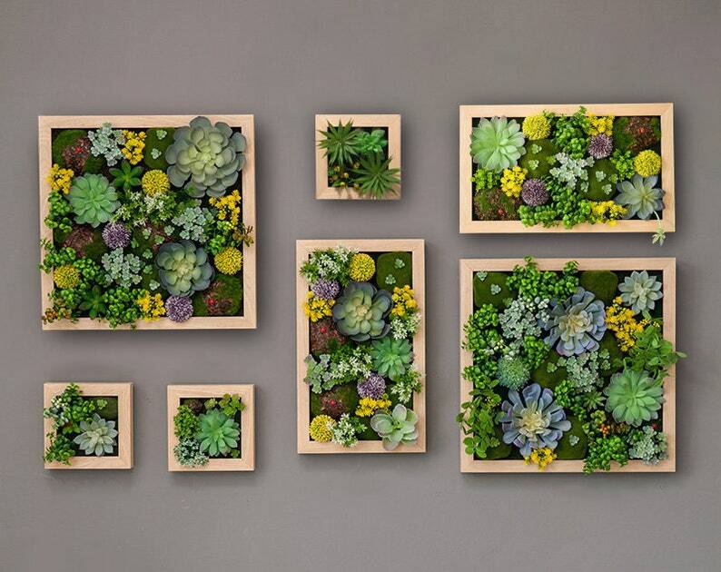 Faux Plant Succulent Wall, Faux Greenery Foliage With Stem, Fake Succu