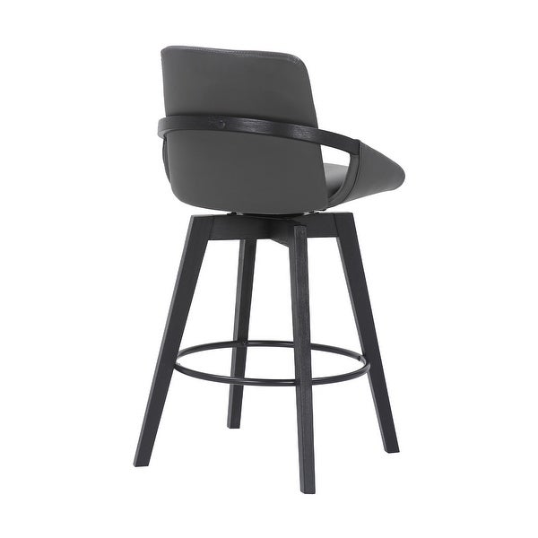 27 Inches Leatherette Swivel Counter Stool with Angled Legs， Black - 38 H x 19.5 W x 21 L Inches