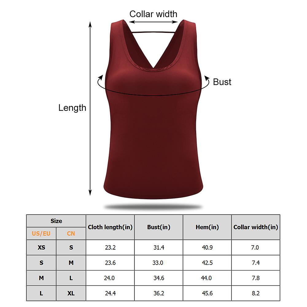 Women's Yoga Shirts Open Back Tops Sleeveless Workout Shirt Sports Sexy Open Back Tank Wine Red L