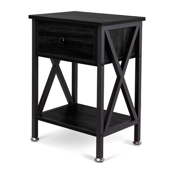 Nightstand with Drawer and Open Storage Shelves