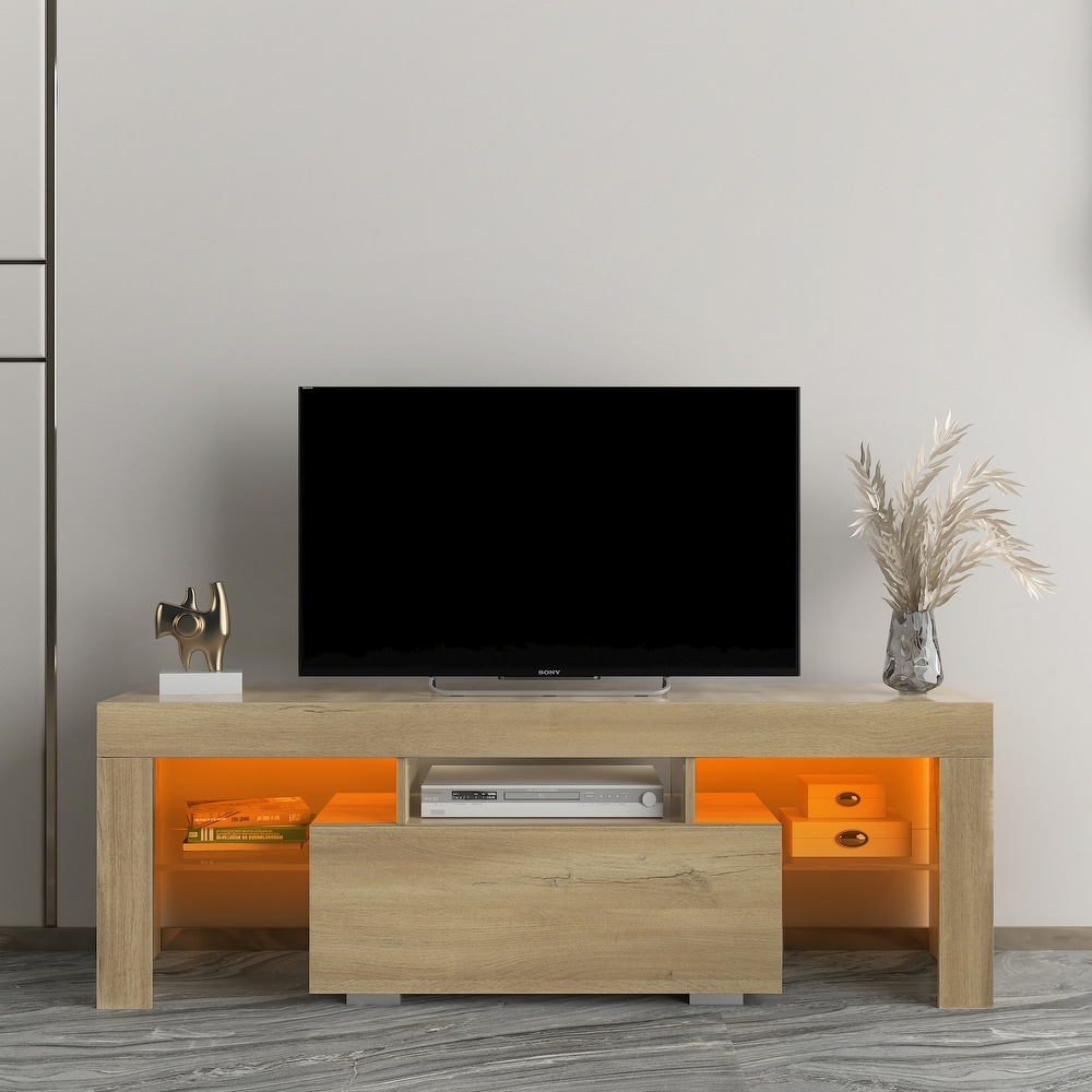 Entertainment TV Stand  Large TV Stand TV Base Stand with LED Light TV Cabinet.