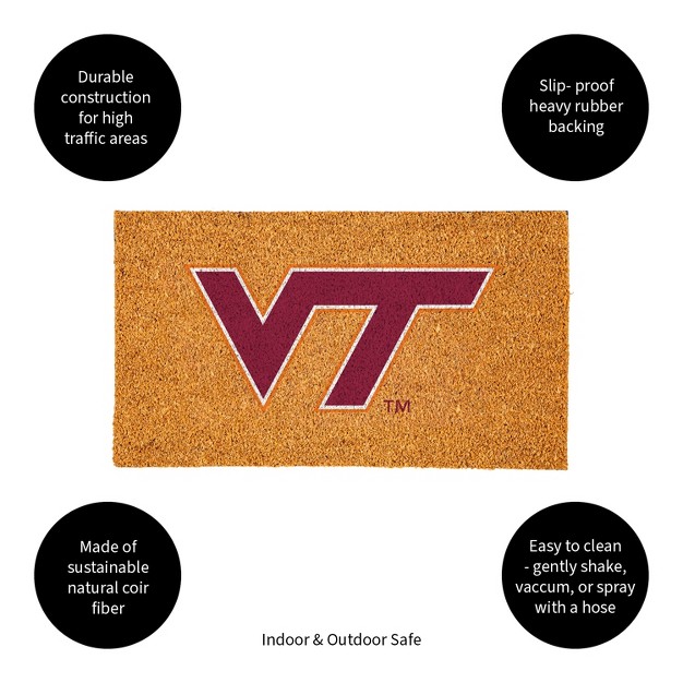 Evergreenncaavirginia Tech Hokies Logo Natural Coir 28 X 16 Inches Indoor Outdoor Doormat