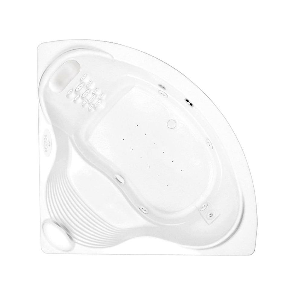 Aquatic Infinity 4 - 60 in. Acrylic Center Drain Corner Drop-In Air Bath Whirlpool Bathtub with Heater in White 826644992828