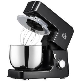 HOMCOM 6 qt. 6 plus 1P Speed Black Stand Mixer 600-Watt Tilt Head Kitchen Electric Mixer with Stainless Steel Beater 800-113