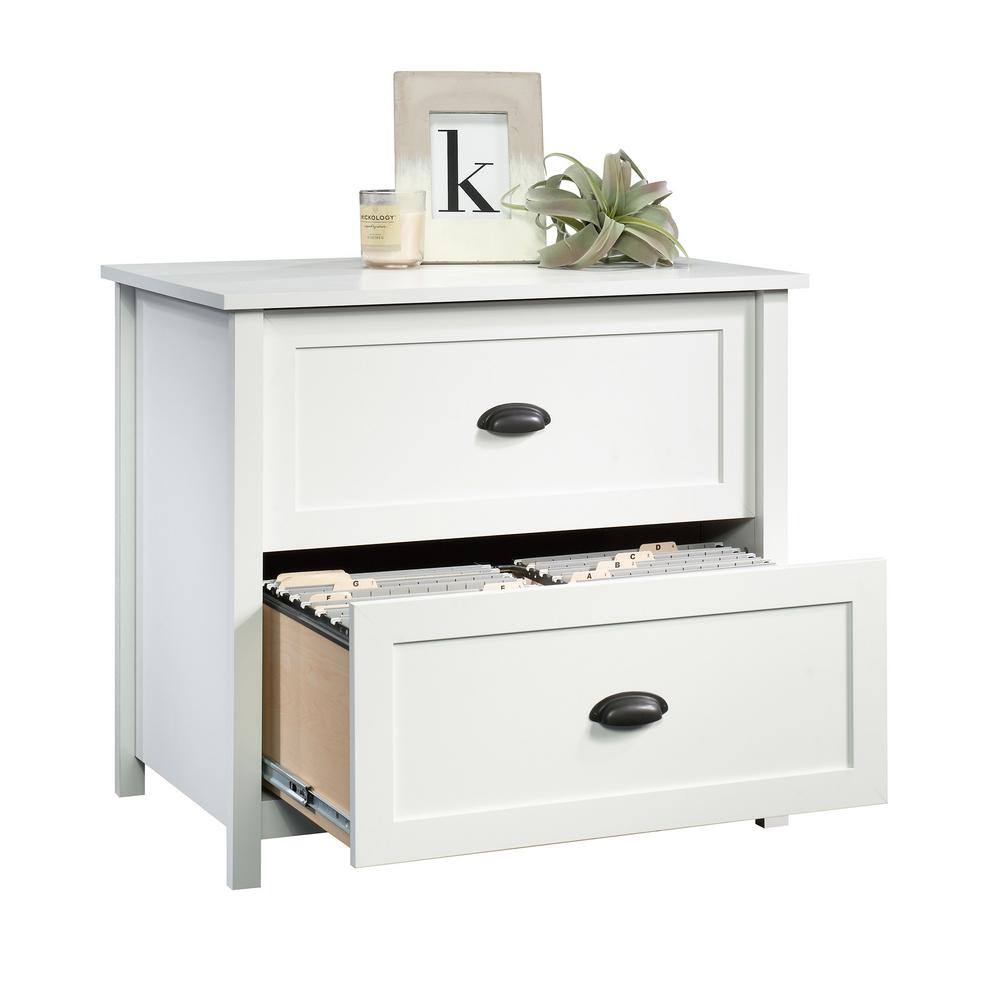 SAUDER County Line Soft White Decorative Lateral File Cabinet with 2-Drawers 427565