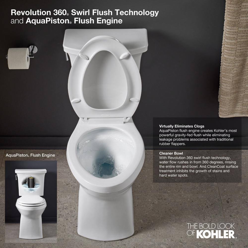 KOHLER Corbelle Comfort Height Revolution 360 12 in. Rough-In 2-Piece 1.28 GPF Single Flush Elongated Toilet in Ice Grey K-3814-95