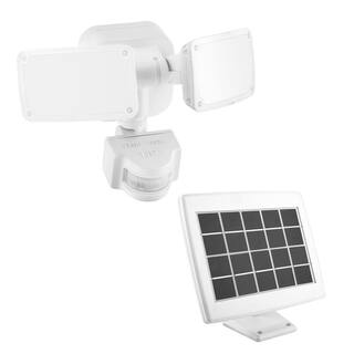 Defiant 1000 Lumens 180 White Solar Powered Motion Activated Outdoor Integrated LED Flood Light DFI-0654-WH