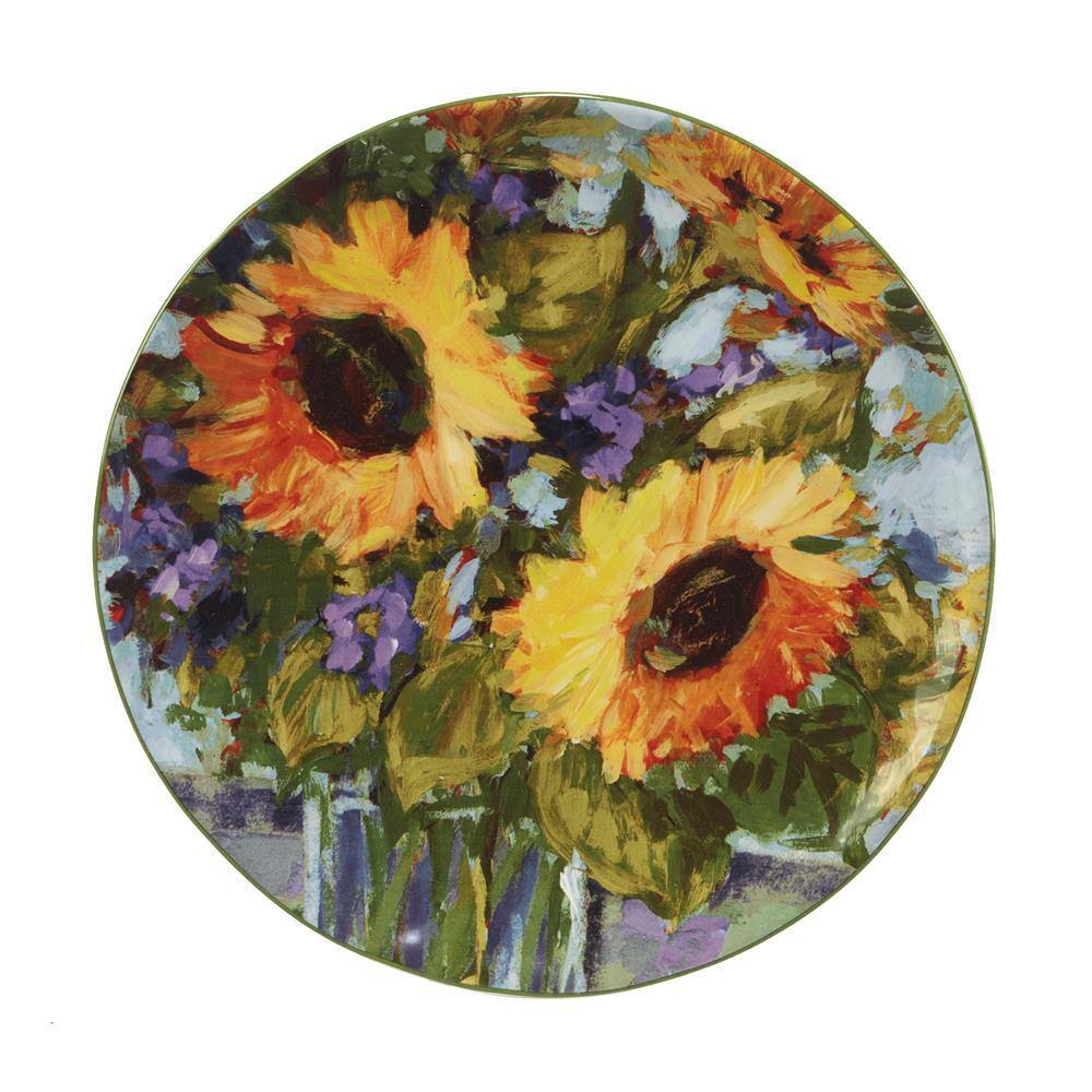 Certified International Sunflower Bouquet Multicolored Earthenware Salad Plate Set Of 4 29171SET4