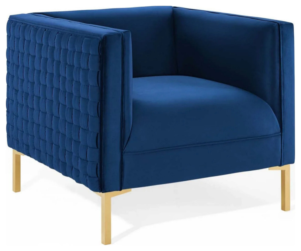 Millie Navy Performance Velvet Armchair   Contemporary   Armchairs And Accent Chairs   by Virgil Stanis Design  Houzz