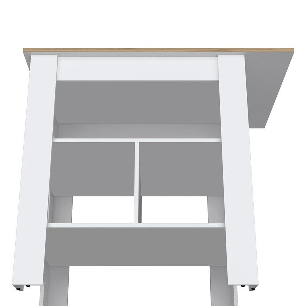 3 Shelf Open Shelves Kitchen Island with Dining Table  Livingroom Coffee Tables Snack Tables  Entrance Side Table  White