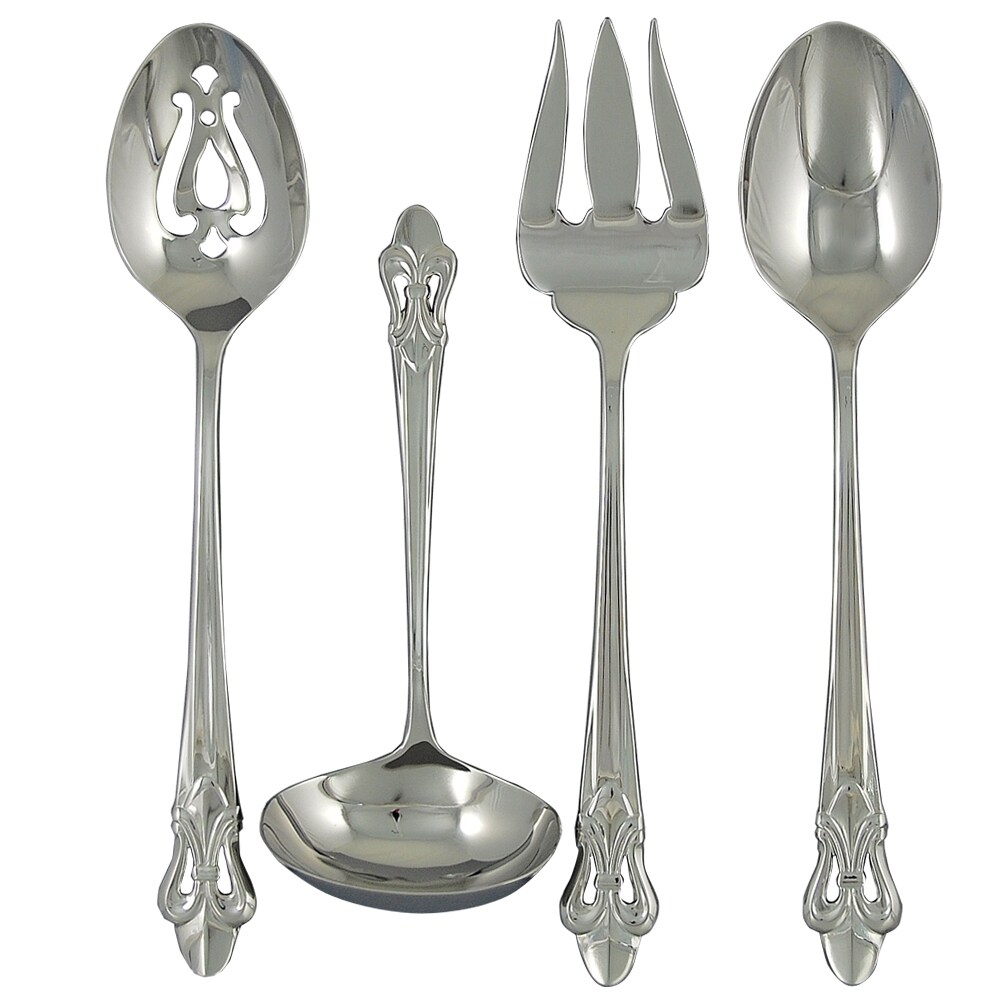 Ginkgo Fleur de Lis 4 Piece Stainless Steel Hostess Serving Set