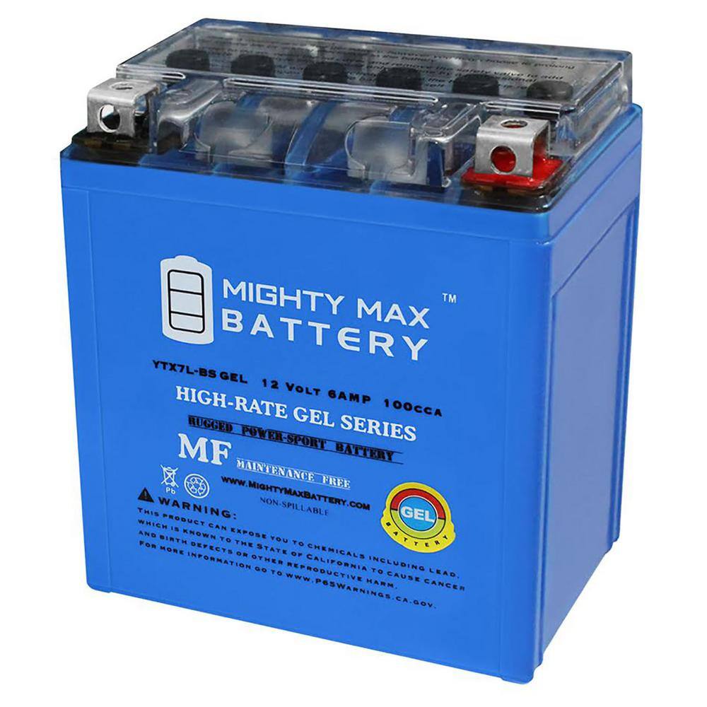 MIGHTY MAX BATTERY 12-Volt 6 Ah 100 CCA GEL Rechargeable Sealed Lead Acid (SLA) Motorcycle Battery YTX7L-BSGEL