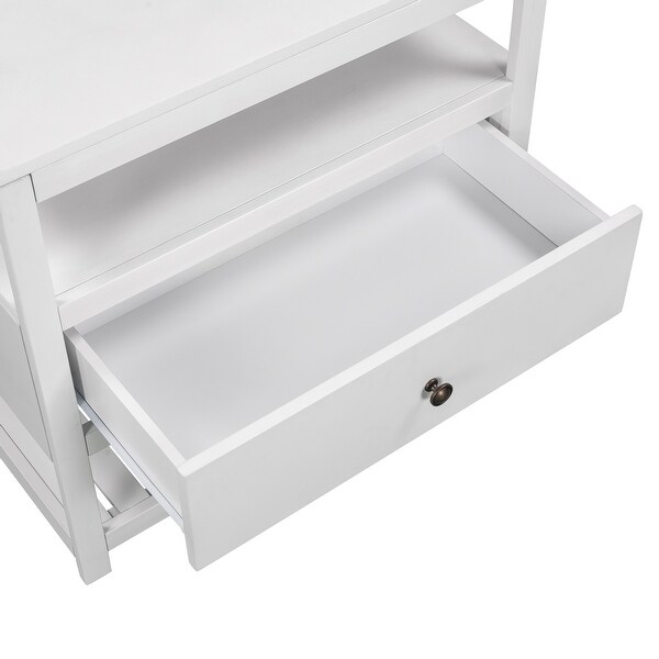 White Wood 1-drawer Storage Nightstand - - 34492213