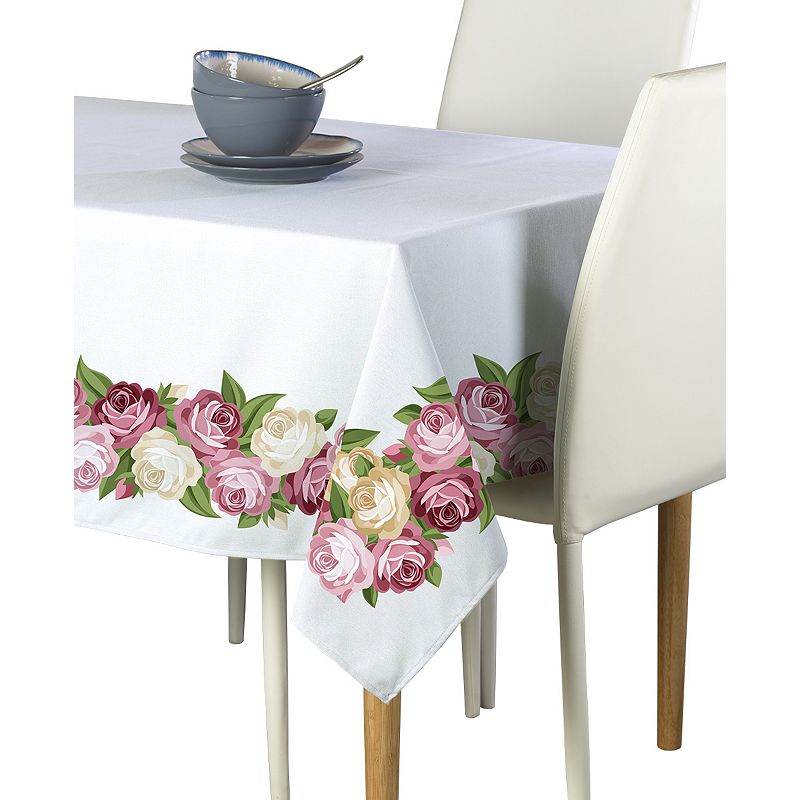 Square Tablecloth， 100% Polyester， 70x70， Peonies Garland