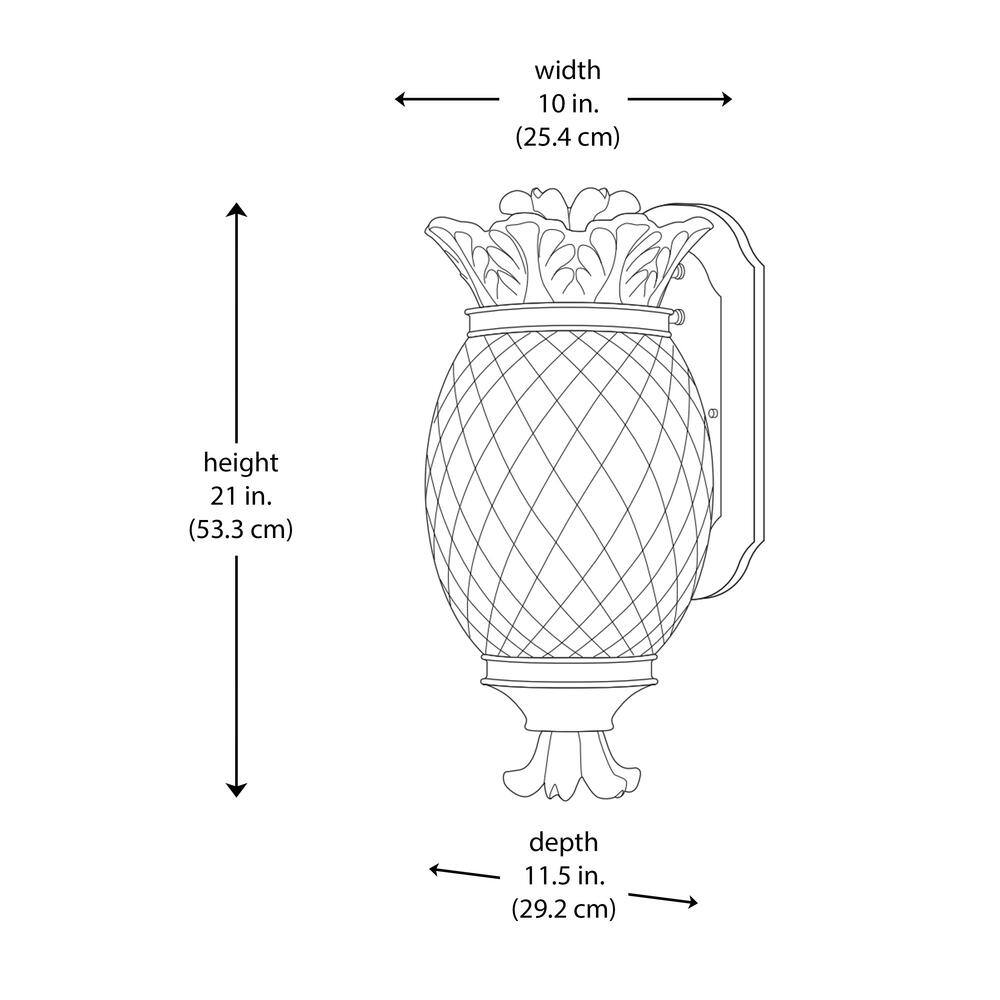 Monteaux Lighting 3-Light Bronze Pineapple Outdoor Coach Wall Light Fixture with Patterned Glass BL0121113-3-M