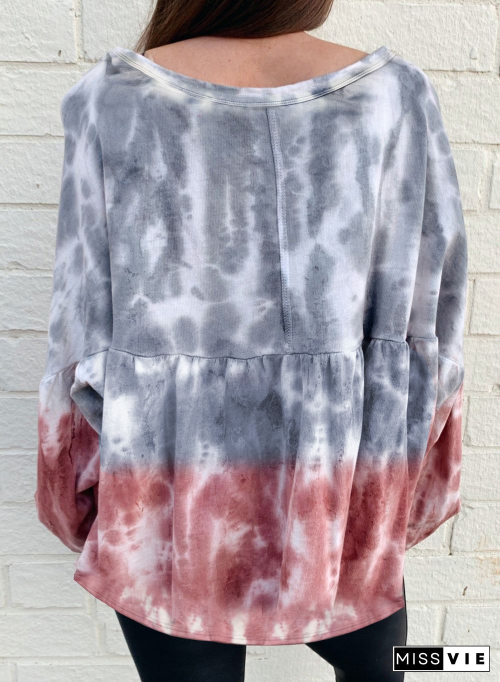 Tie Dye Bishop Sleeve Loose Sweatshirt