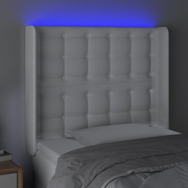 vidaXL LED Headboard Bed Headboard Bedroom Upholstered Headboard Faux Leather - - 37963309