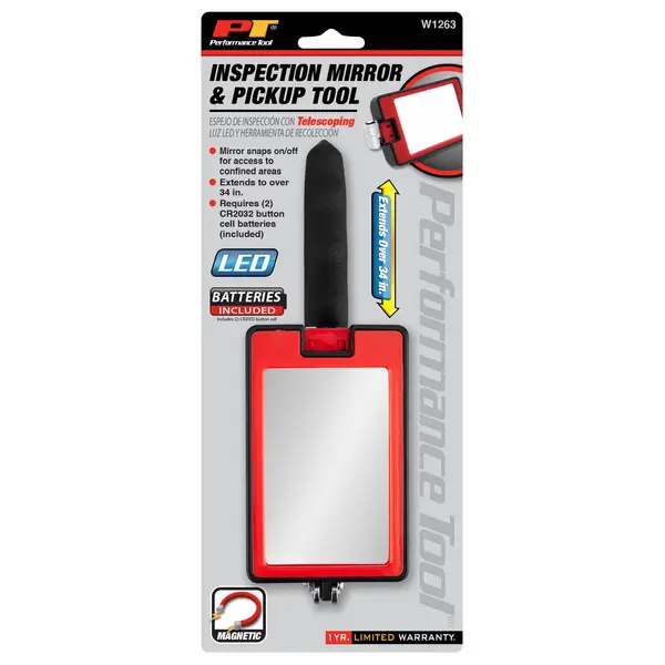 Performance Tool LED Inspection Mirror Pickup Tool