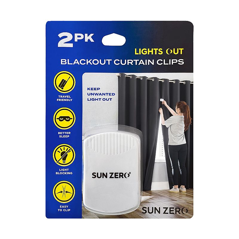 Sun Zero Lights Out Blackout Curtain Clips 2-piece Set