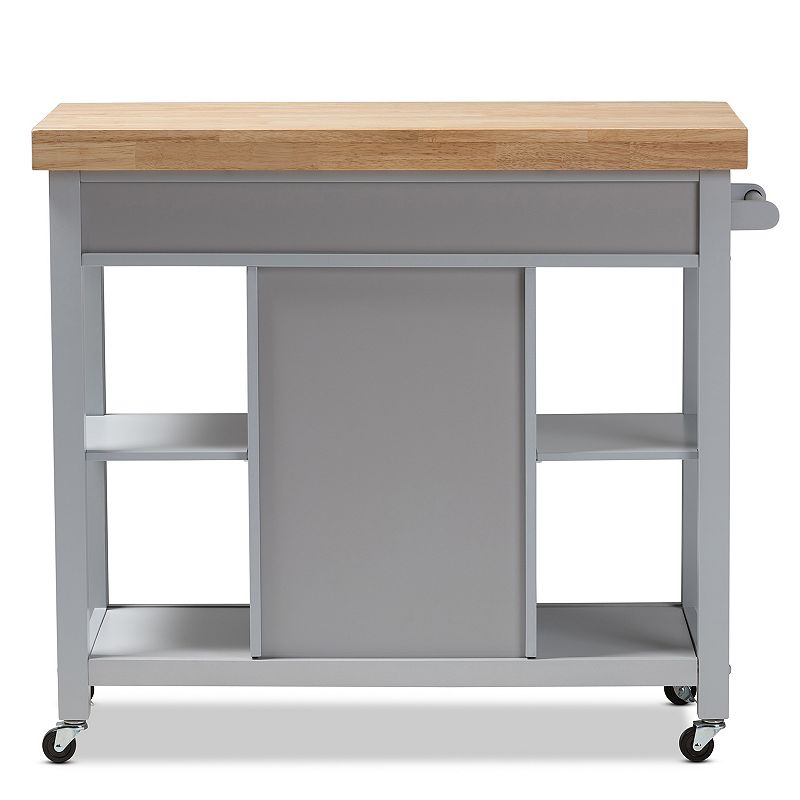 Baxton Studio Farmhouse Gray Kitchen Cart