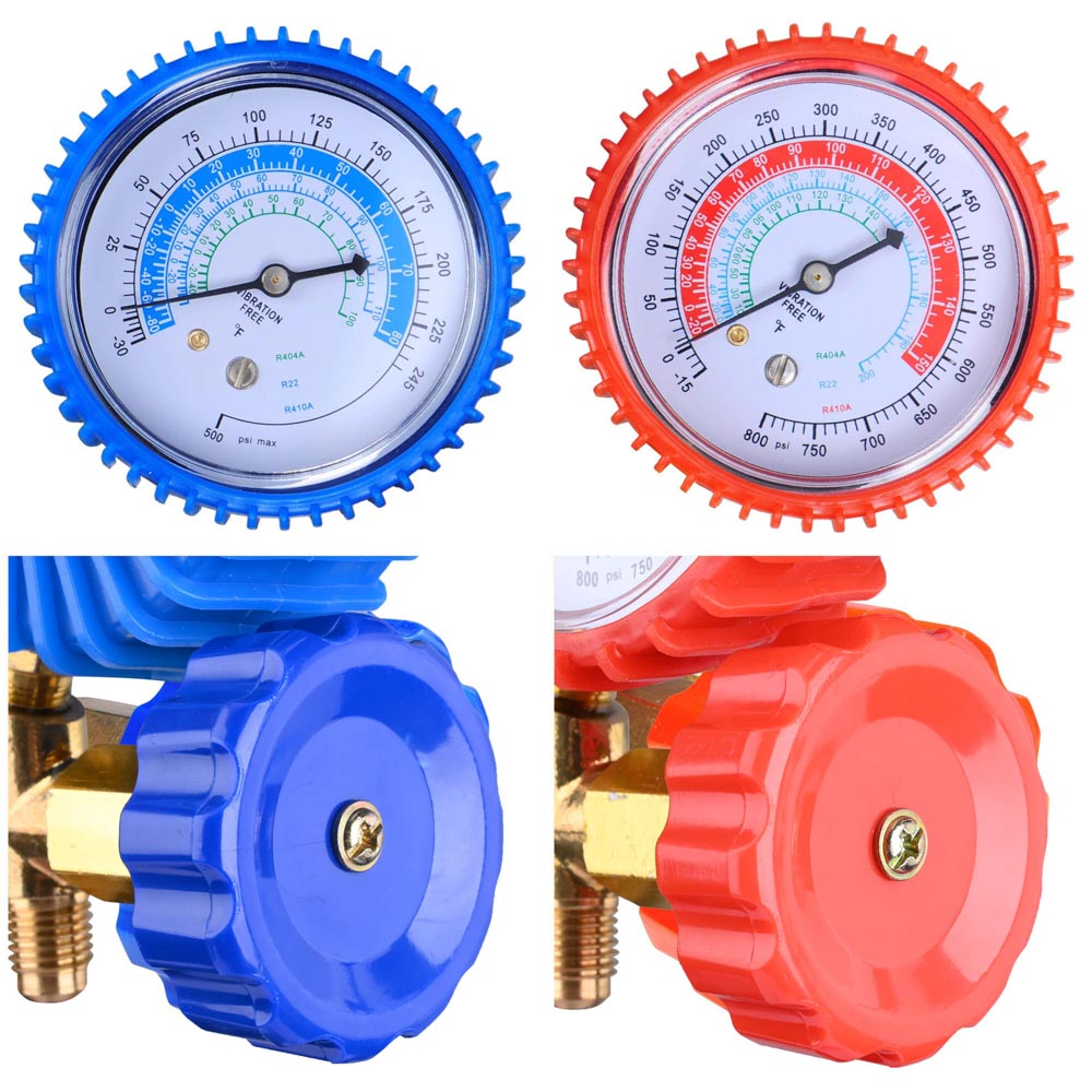 Yescom HVAC Refrigerant R410a Manifold Gauge Set 2 Valve 3 Hose