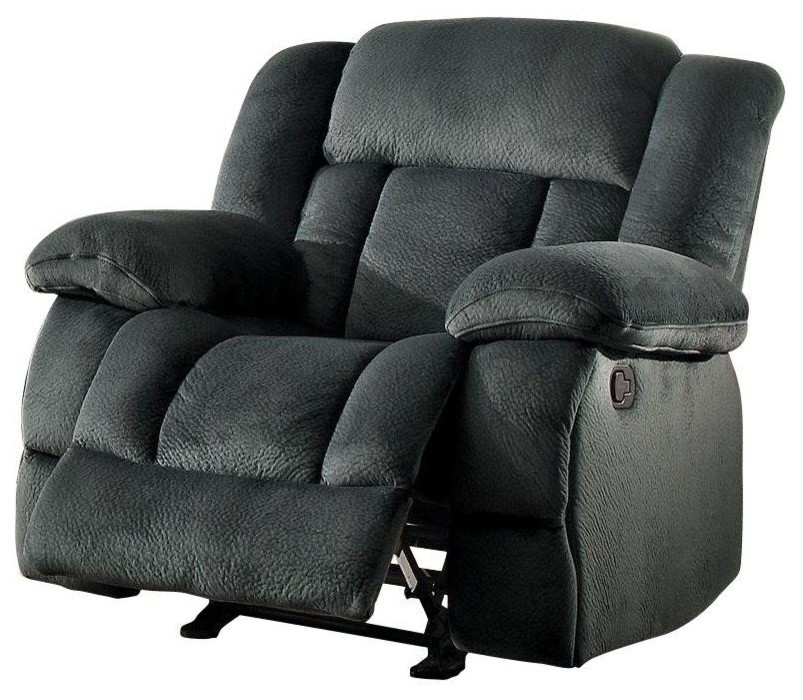 2 Piece Latona Double Glider Recliner Love Seat  Chair Charcoal Microfiber   Transitional   Living Room Furniture Sets   by AMOC  Houzz