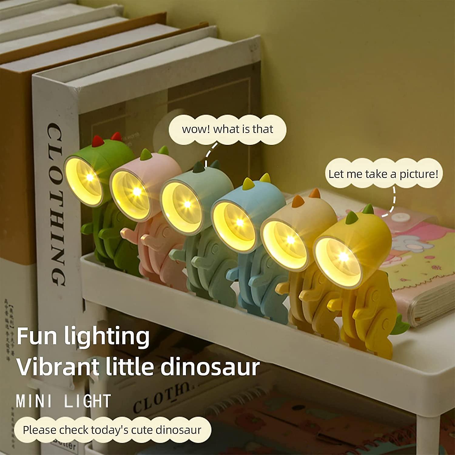 Baicccf 6 Pcs Mini Led Desk Lamp Cute Small Phone Holder，dinosaur Shape Night Light Adjustable Phone Stand，portable Reading Table Night Lamp For Kids