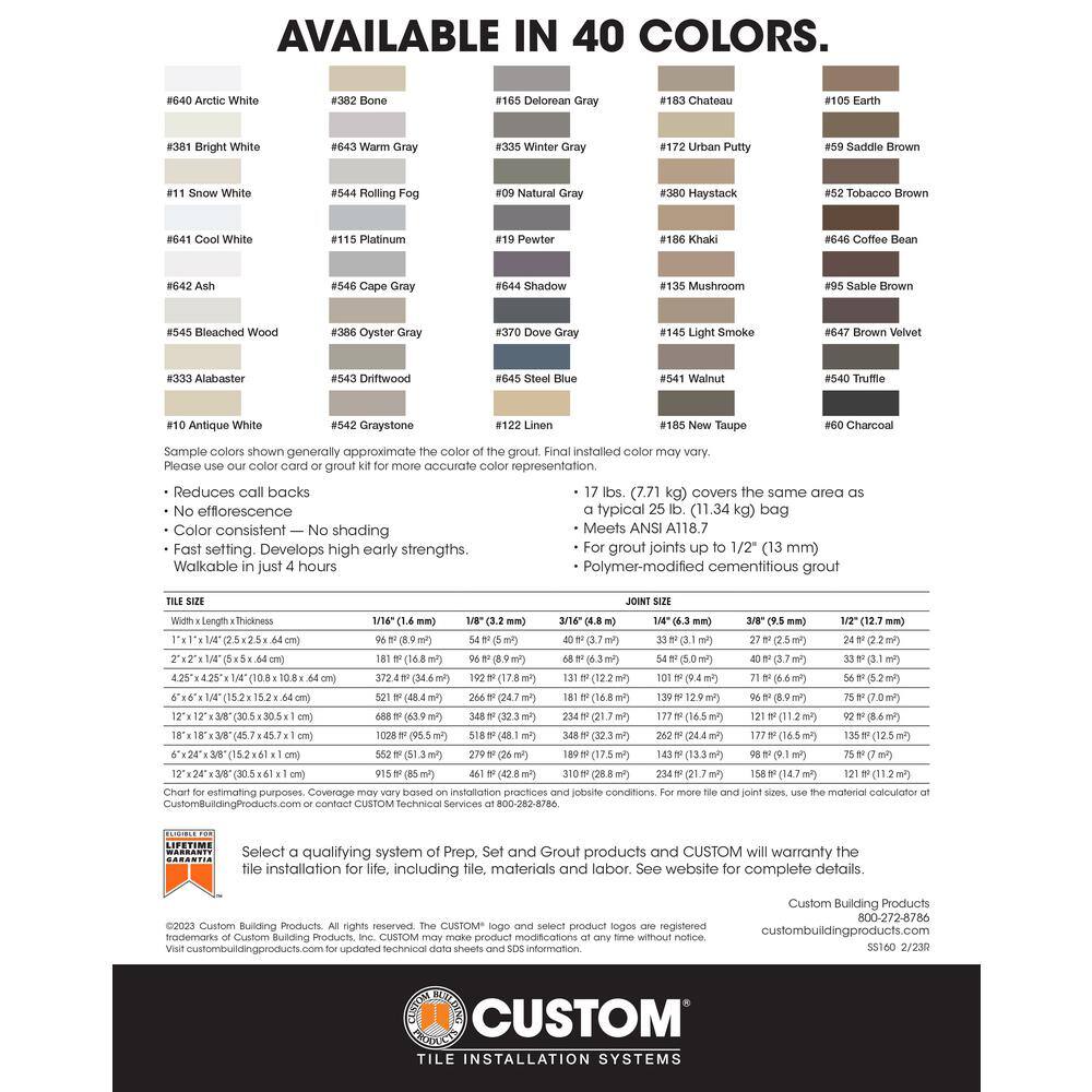 Custom Building Products Prism #145 Light Smoke 17 lb. Ultimate Performance Grout PG14517T