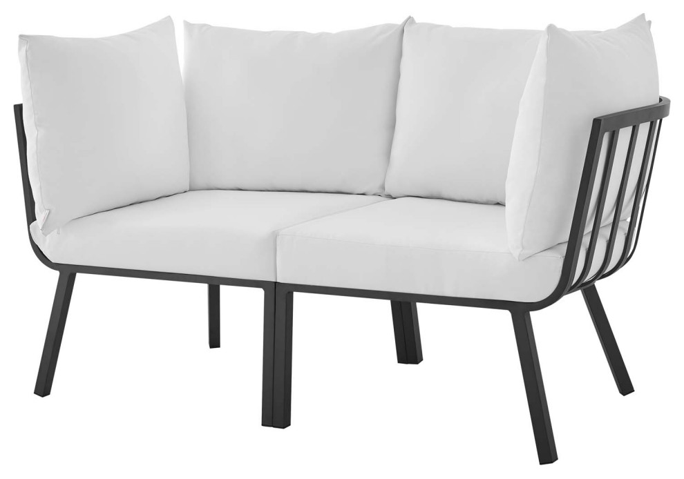 Lounge Loveseat Sofa  Aluminum  Metal  Gray  Modern  Outdoor Patio Cafe   Transitional   Outdoor Loveseats   by House Bound  Houzz