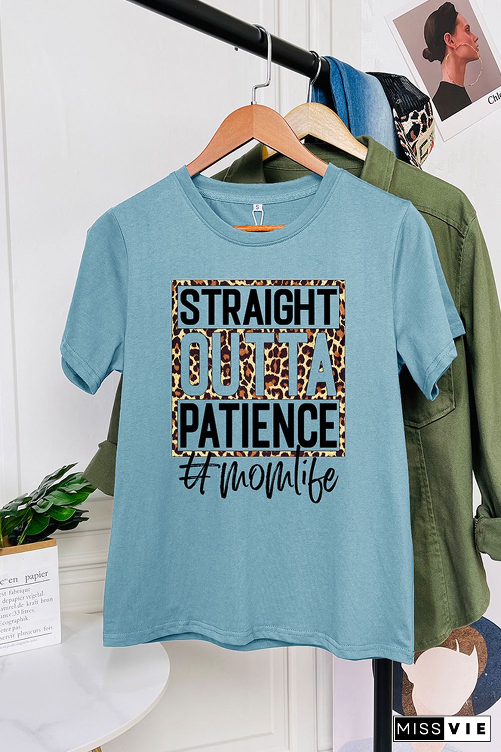 Leopard Straight Outta Patience Mom Short Sleeve Graphic Tee Wholesale