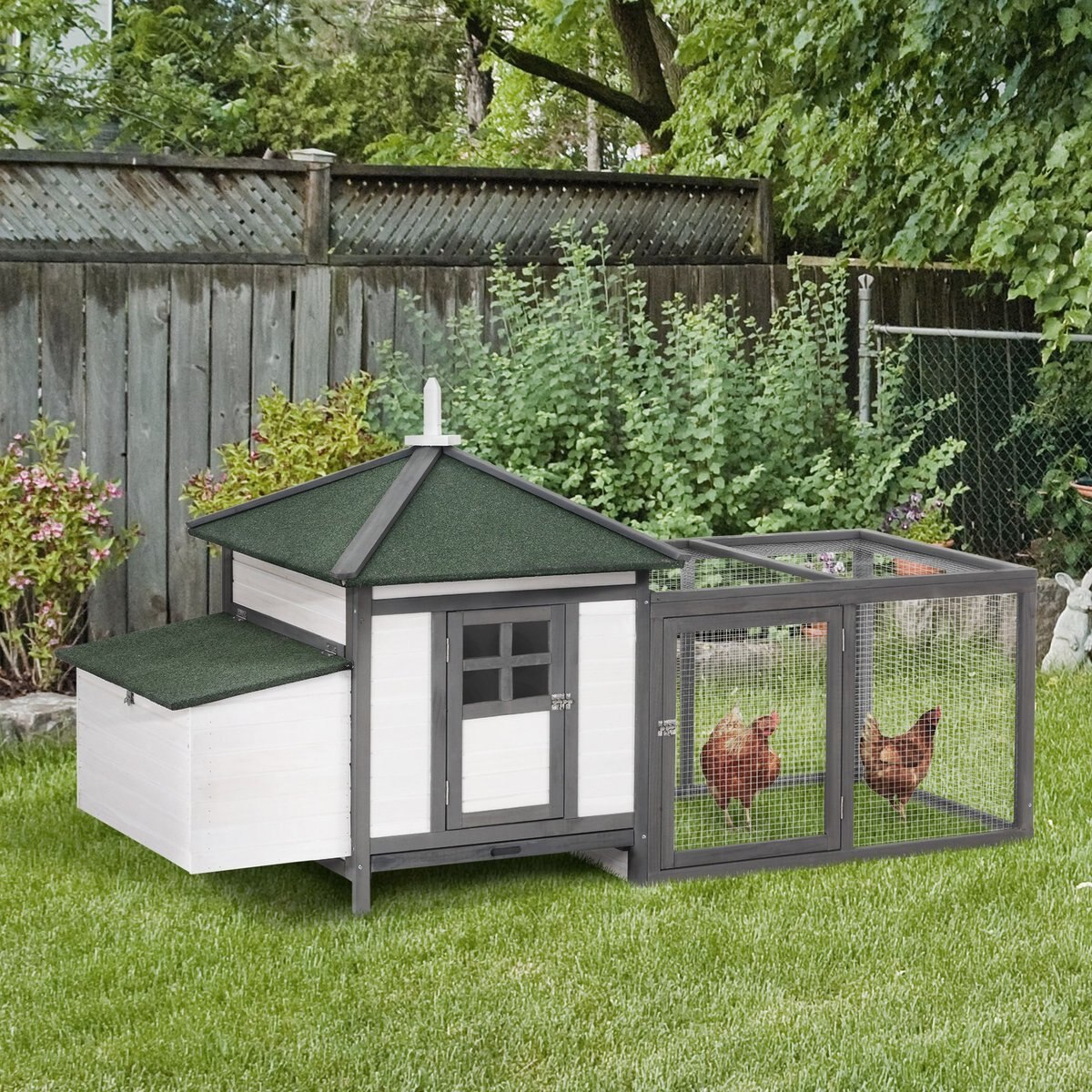 PawHut Wooden Chicken Coop Hen House and Rabbit Hutch