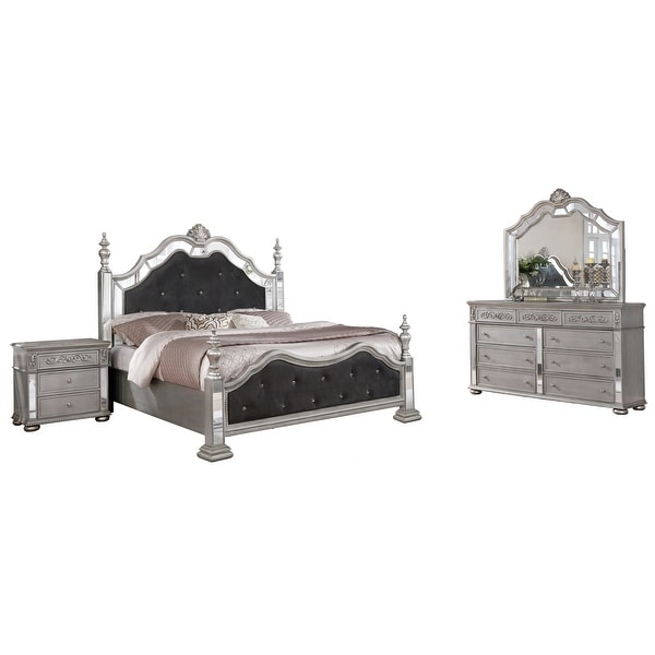 Silver Orchid Beaudet Glam Grey 4-piece Bedroom Set - - 21906966