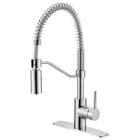 Boston Harbor Commercial Spring Pull-Down Kitchen Faucet， 1.8 gpm， 1， 3 Holes， 1 Lever Handle， 9-3/1