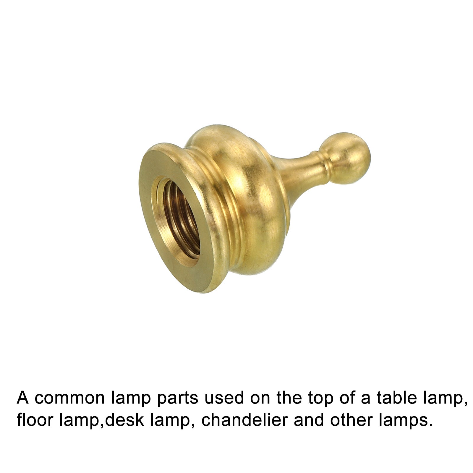 Uxcell M10 Lamp Finial Cap Knob Lamp Shade Harp Top Screw Decoration for Table Lamps Floor Lamps, Solid Brass 2 Pack